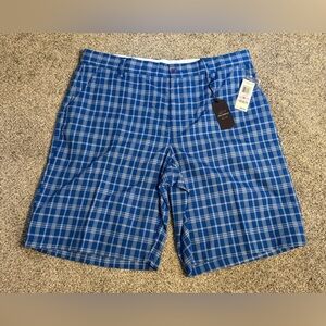 NWT! Greg Norman for Tasso Elba Golf Shorts Blue Plaid Mens 38